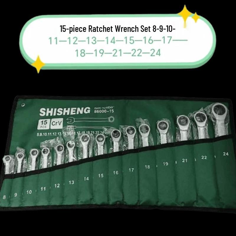 Lingxi 15-Piece Ratcheting Combination Wrench Set