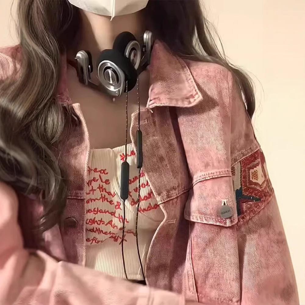 Damen Retro Patchwork Jeansjacke - Locker, Lässig, Vielseitiges Frühjahrs-/Herbst-Arbeitskleidung Top