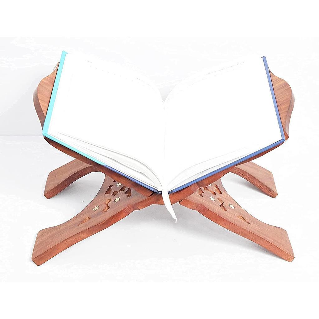 Handgeschnitzter hölzerner Buchständer für Koran, Bibel, Bhagavad Gita, Ramayana und Guru Granth Sahib, Leseständer