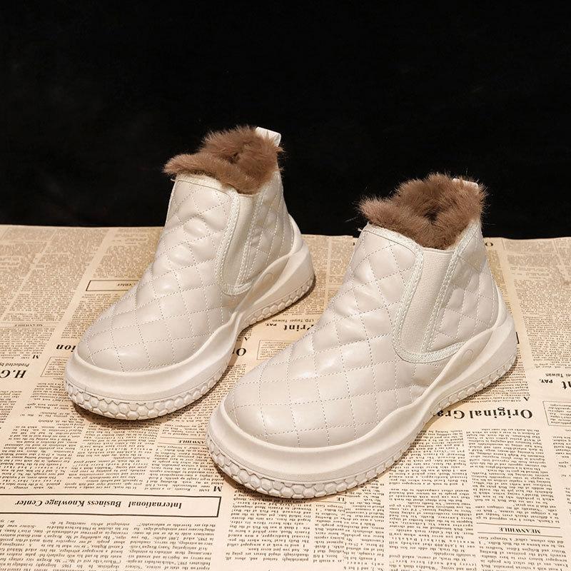 Snow Boots Women's New Winter Velvet Thickened Martin Boots Short Boots Women's Shoes Versatile Heightening Platform Cotton Shoes