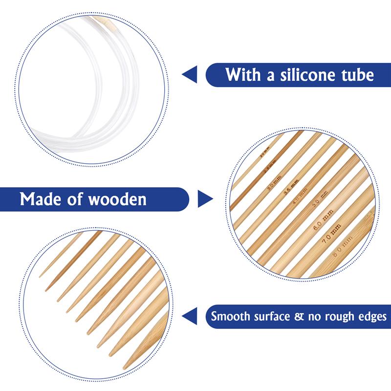 2mm-8mm Bamboo Plastic Circular Knitting Needles Beige Crochet Needles Pins Needle Craft Tools DIY Sewing Tools