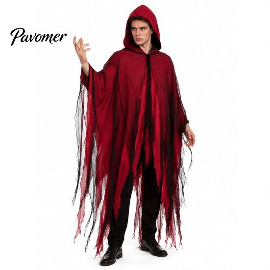 Vampiric Character Outfit Halloween Hooded Cloak, Medieval Gothic Wizard Vampires Cape with Black Mysterious Costume Accessory Mesh, Full Length