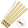 5Pcs Reusable Straw Pearl Milkshake Stainless Steel Bubble Tea Straw with Brush Set Stirring Smoothie Spoon Shaped Straw