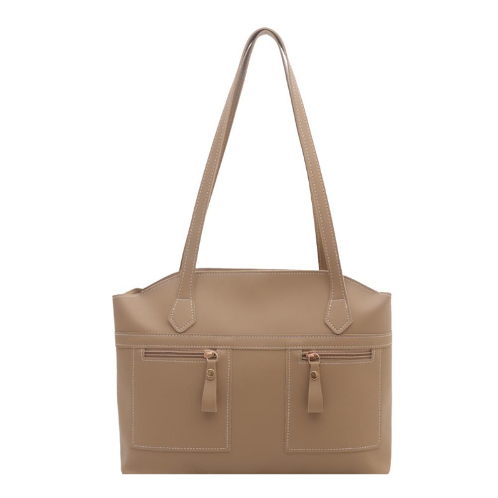 PU Leather Double Pockets Commuting Bag Large Capacity Handbag Trend Underarm Bag Travel