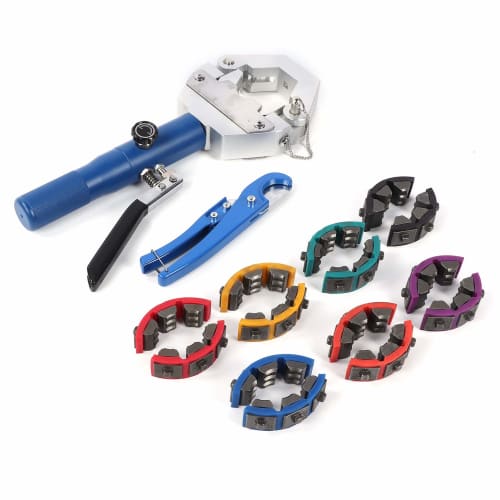 Hydraulic Hose Crimper, Portable Handheld Hydraulic Hose Crimping Tool for Air Conditioning Repair, 7-Die Set Hydraulic A/C Hose Crimper Kit for BH Ai