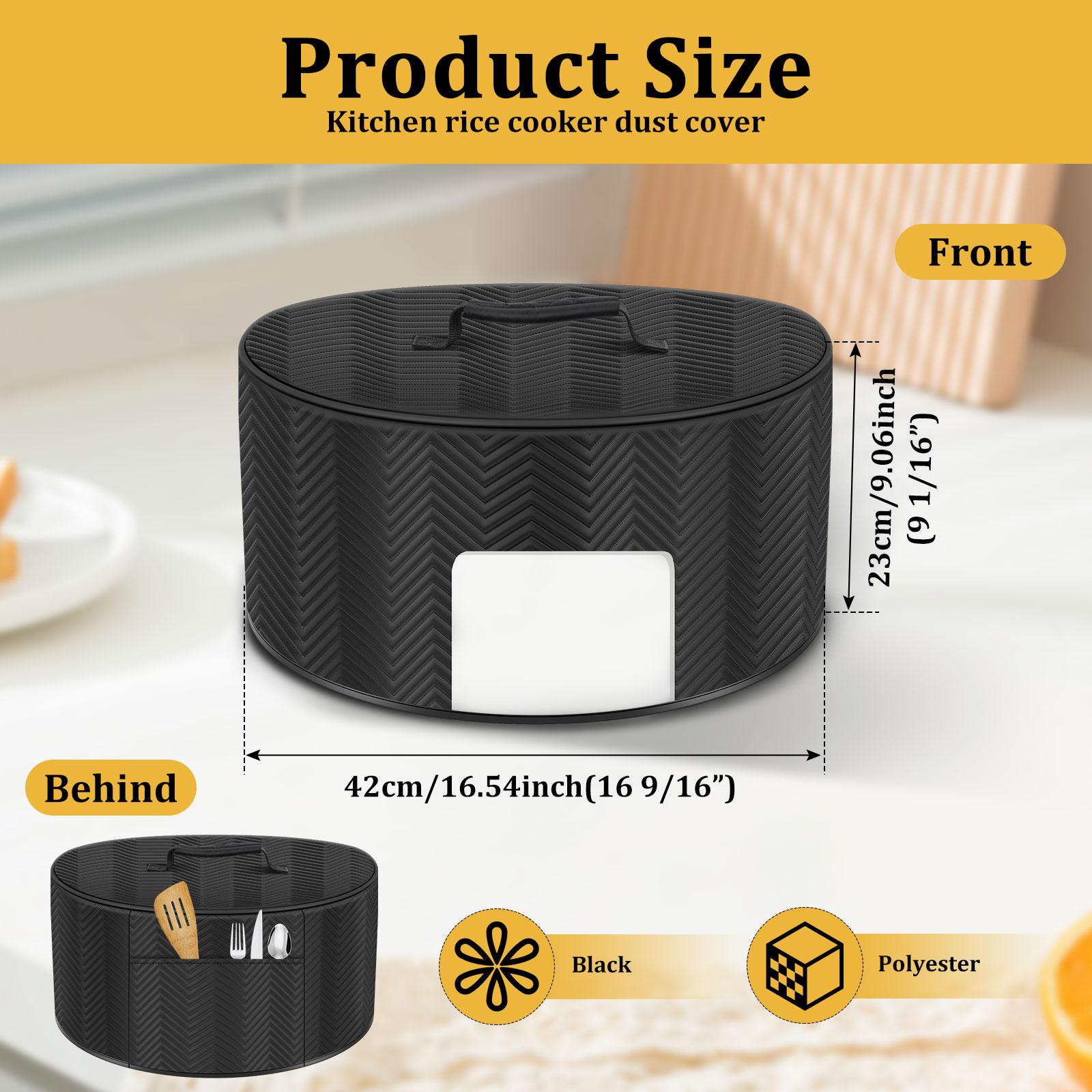 

Kitchen Dust Cover Polyester Slow Cooker Cover with Pocket and See Through Window Appliance Dust Cover for 6/7/8L Slow Cooker