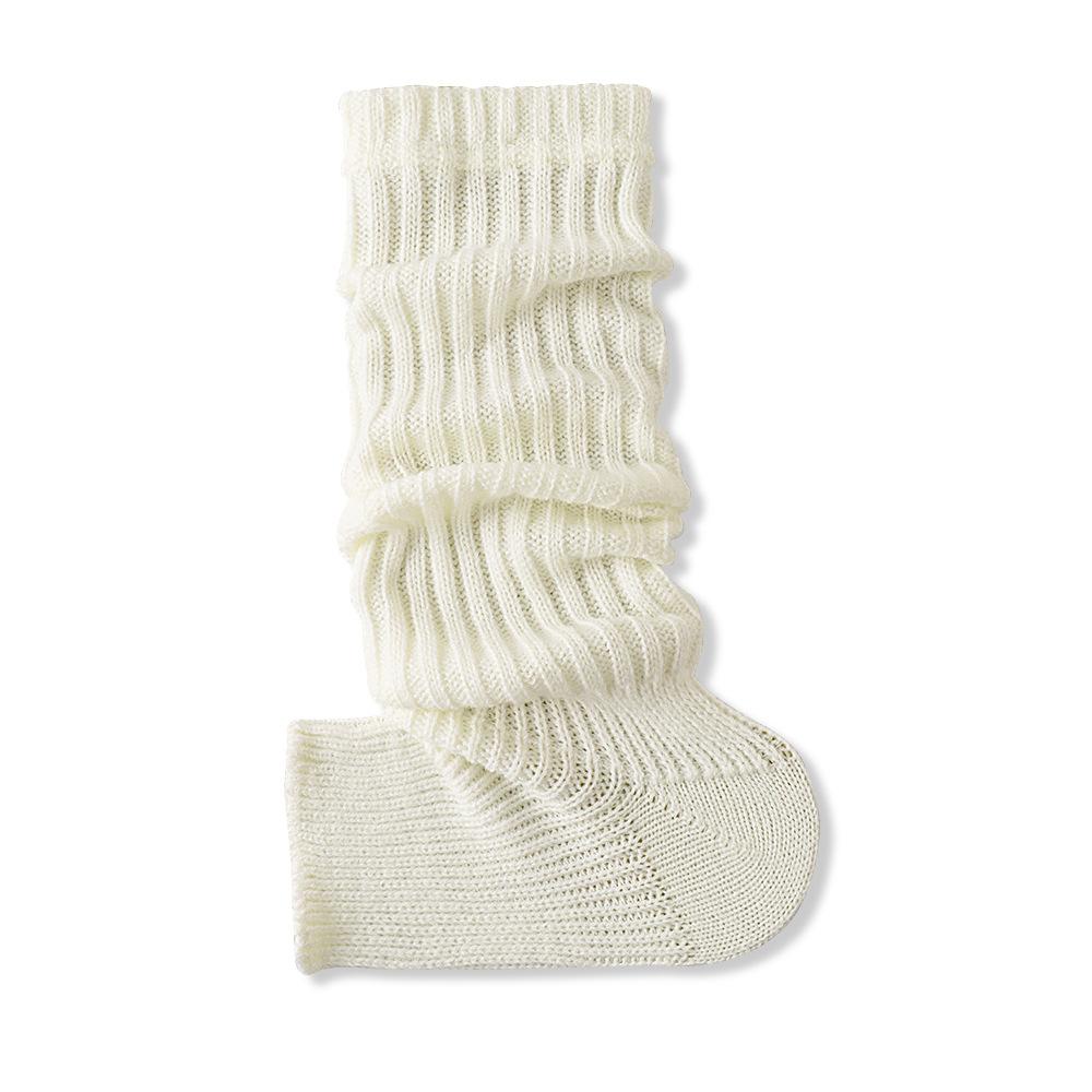 Knitted Socks, Women's White Calf Socks, Leg Covers, Spring and Autumn Grey Pile Socks, Thigh-high Socks, Mid-calf Socks