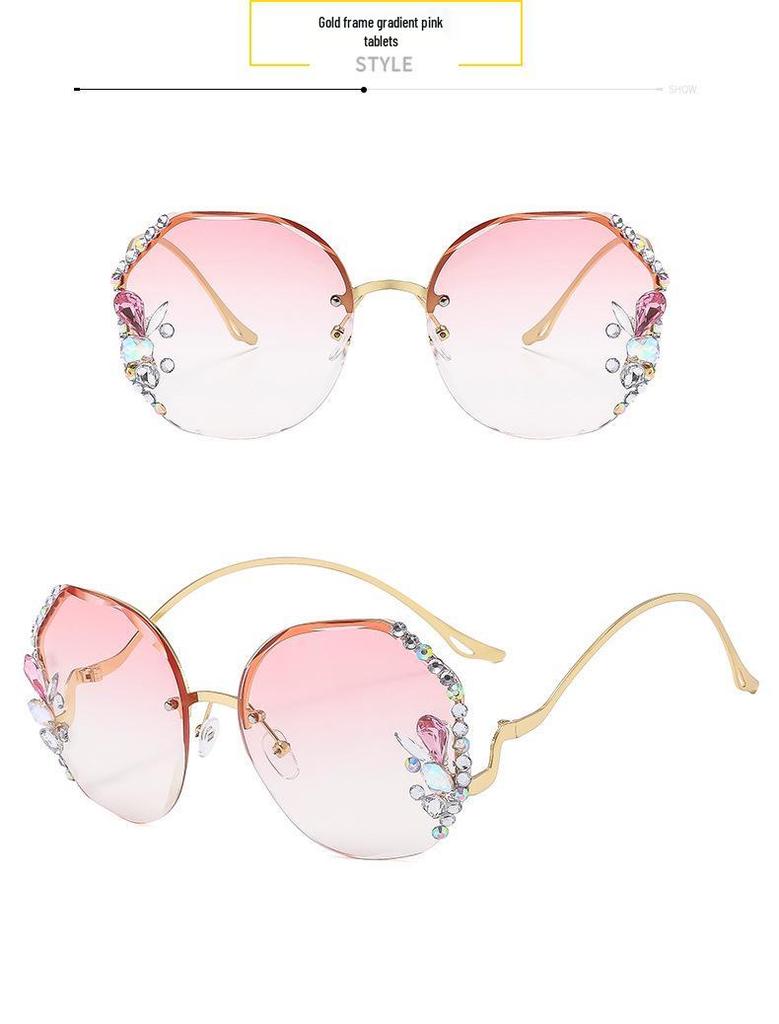 2024 Women's High-End Rhinestone Sunglasses: Slimming, Fashionable Anti-UV Sunshade