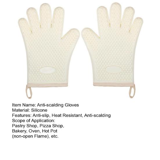 1 Pair Silicone Oven Gloves Anti-scalding Heat Resistant Up to 450 degrees Fahrenheit Five Finger Oven Mitts Cooking Accessories