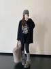 Trendy Plus Size Grey Printed Sweatshirt for Women - Long Sleeve, Round Neck, Loose Fit