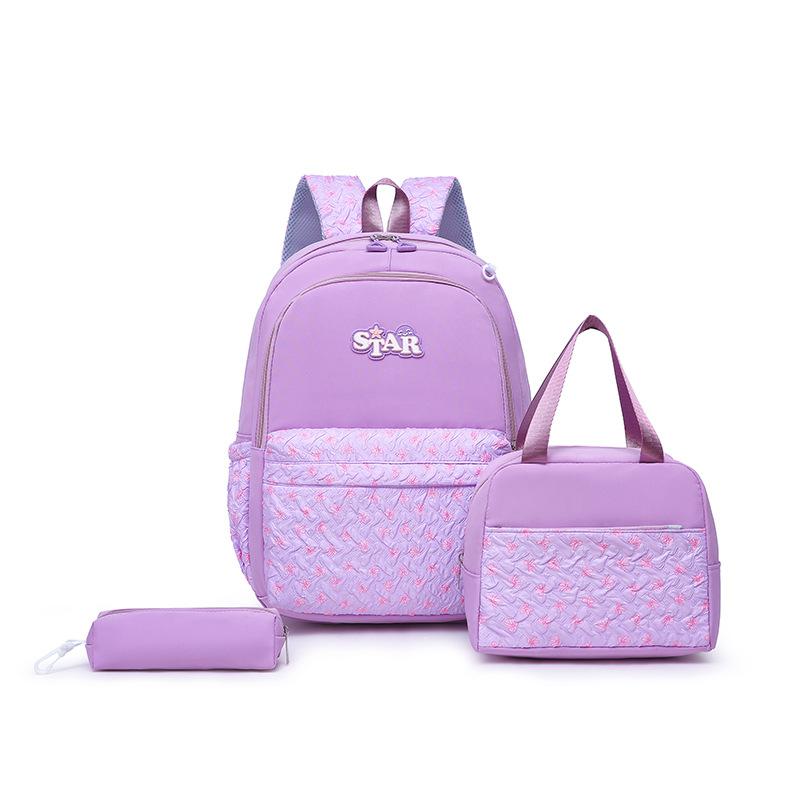 2025 New ethnic style 3-piece backpack set Female Korean version bow printed woman backpacks fresh student school bags rucksack