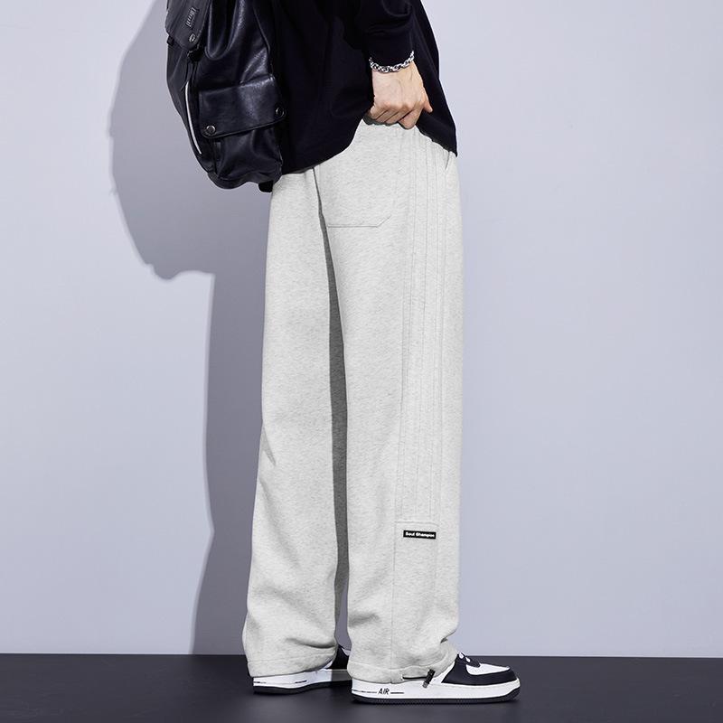 Sweatpants men's spring and autumn trendy brand loose drape straight sweatpants trendy versatile drawstring tied casual pants