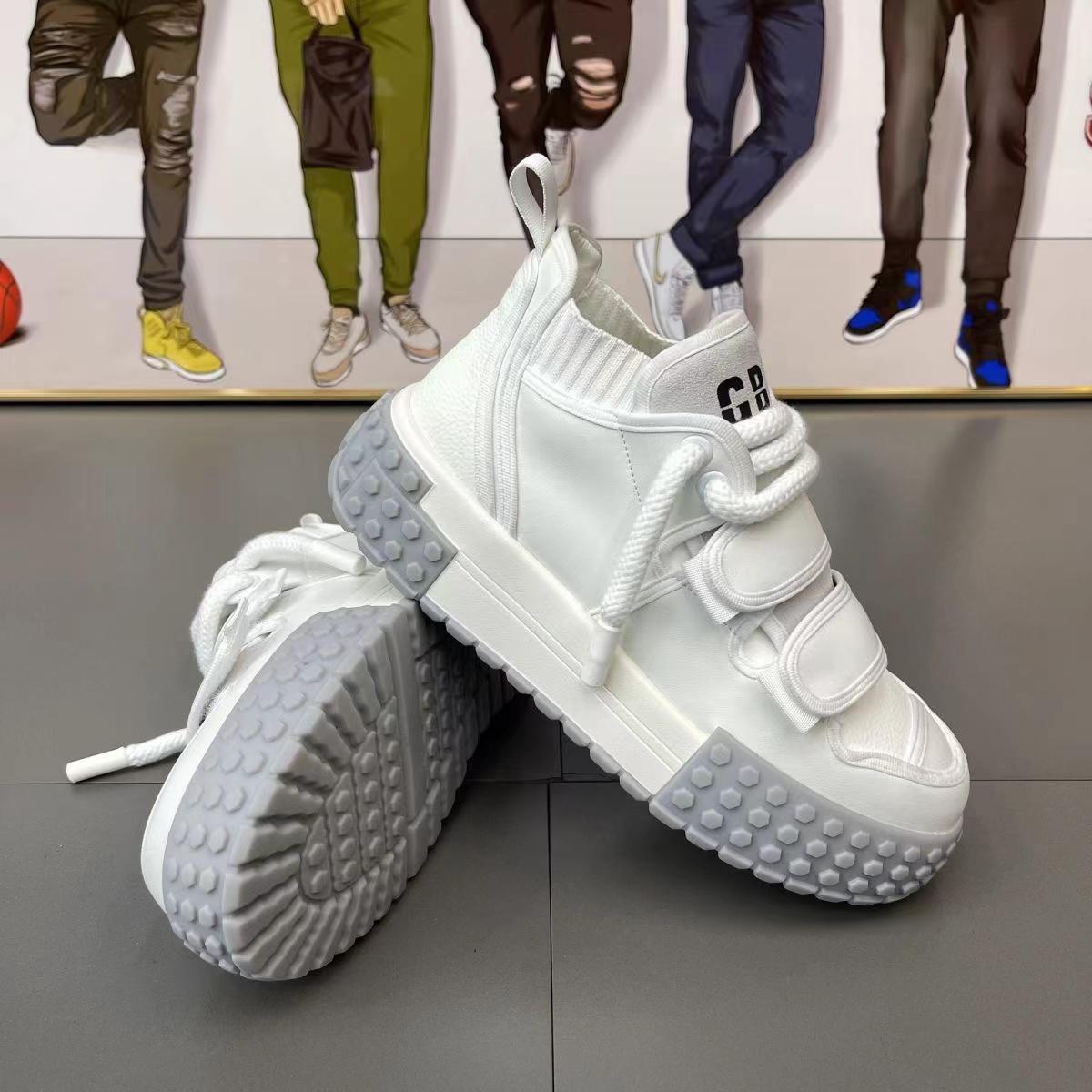 

5 цветов Мужская мода Кожаные цветные блоки Дизайн Ботинки Весна Осень Роскошные Дизайнерские Молодежные Трендовые Хип-Хоп Высокие Кроссовки 43 белый