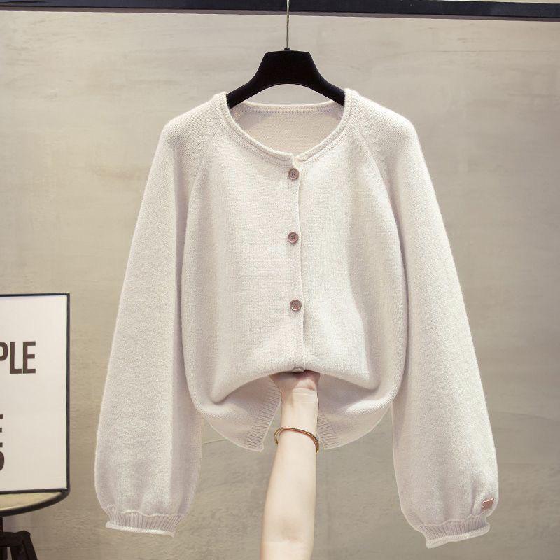 Dam 2025 Höst/Vinter Lösstickad Rundhalsad Tröjjacka - Förtjockad, Moderiktig, Bekväm Stil Kofta.