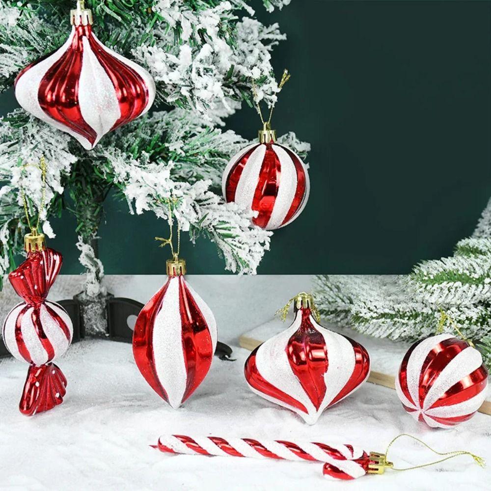 14pcs/set Candy Cane Xmas Tree Hanging Pendants Red Christmas Tree Hanging Ornaments  Natal Gift