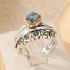 Vintage CopperColor Inlaid Multicolored CZ Surround Women's Ring Geometry Daily Wear Party Jewelry
