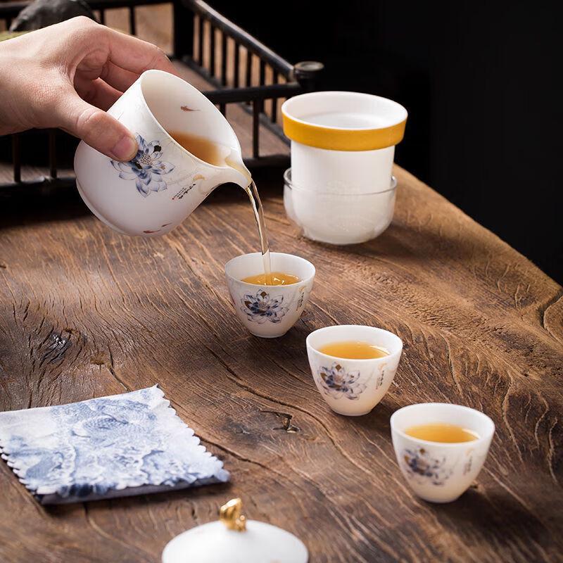 Chaxun Mutton Fat Jade Porcelain Portable Tea Set