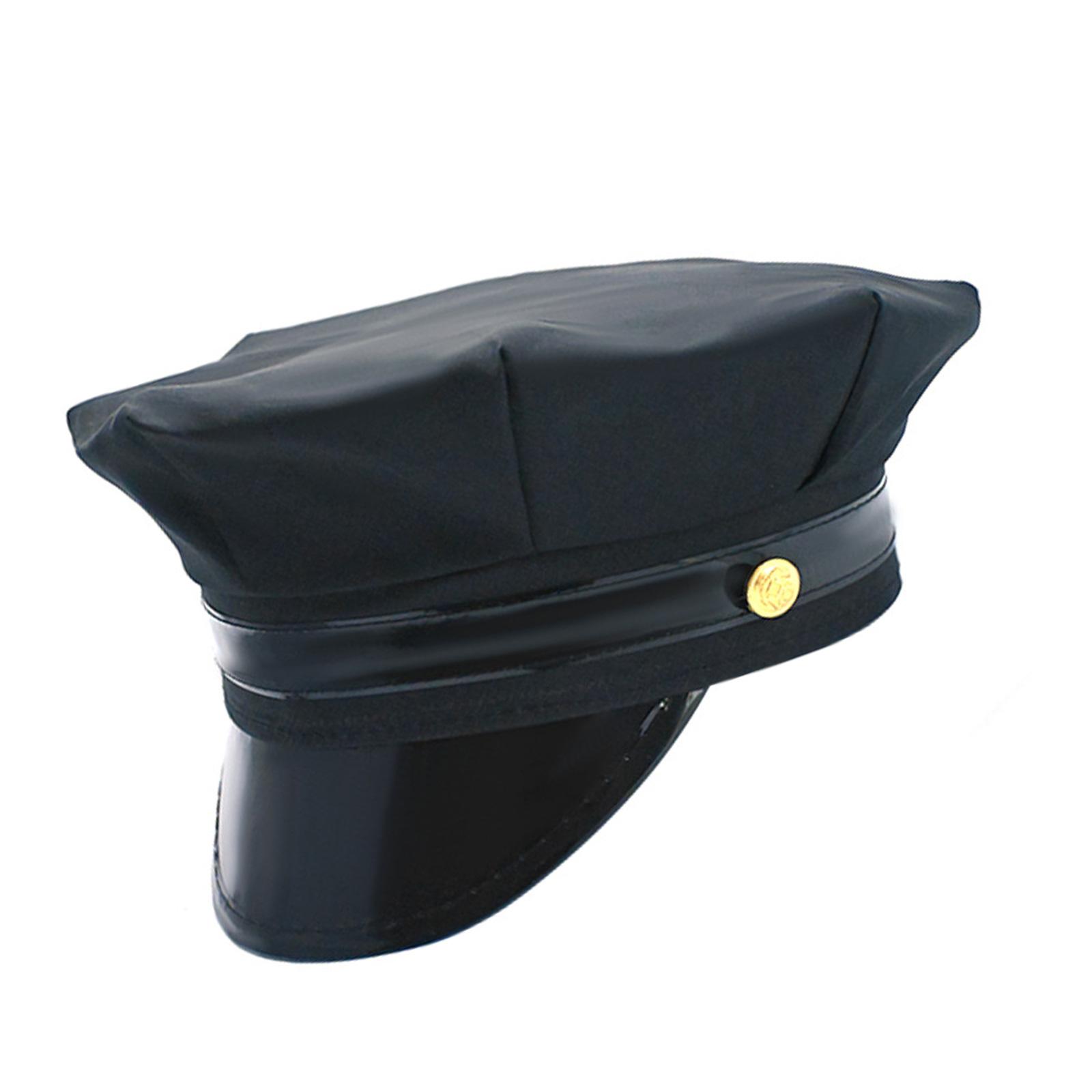 

Stylish Black Polices Officer Hat With Practical Polyester Construction Uniform Hat For Role Playing Activities 1