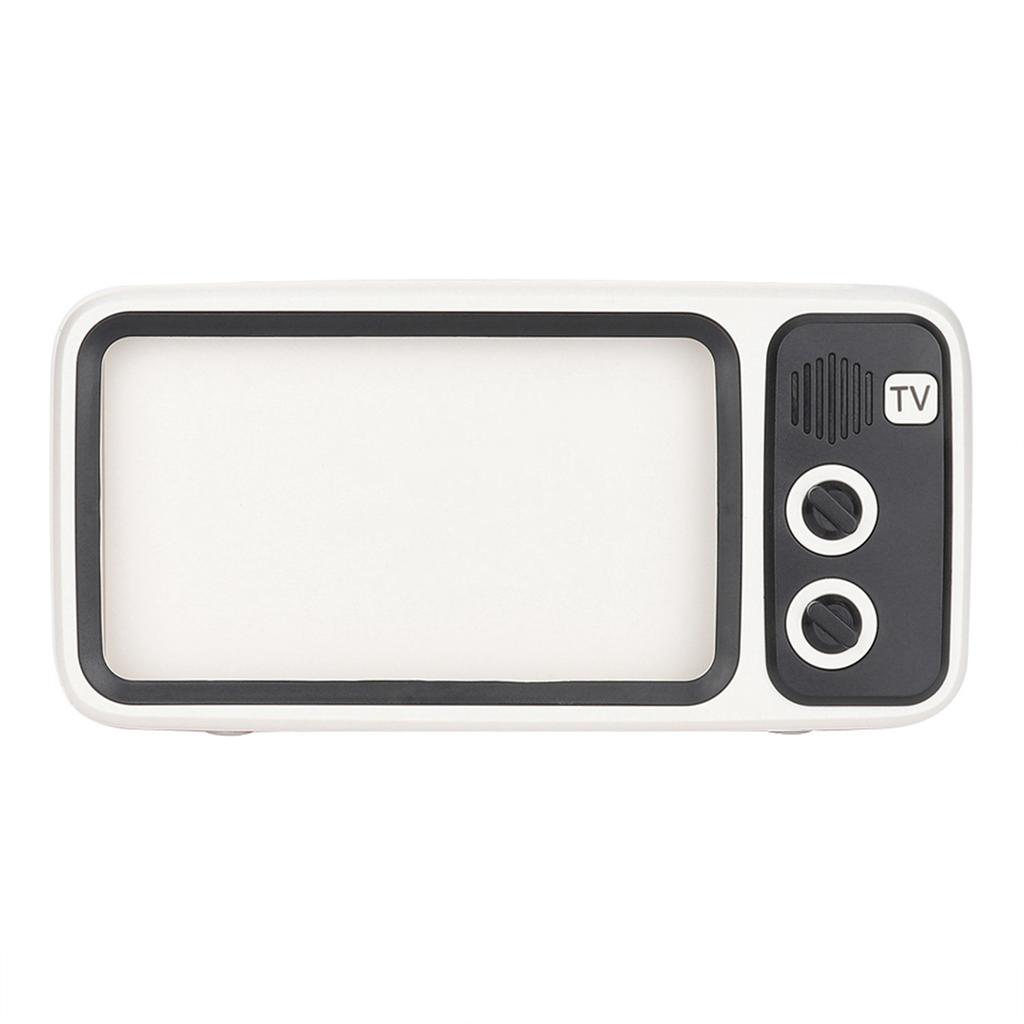 Retro TV Shaped HD Stereo Speaker Loudspeaker for Under 6 Mobile Phone Stand White