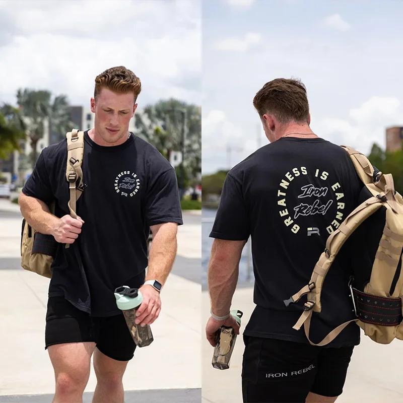 

Large Cotton Summer Men s Printed Round Neck Short Sleeved Printed T-shirt Gym Sports and Leisure Trendy T-shirt Top 4XL