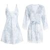 Sexy Women's Nightgown Smoke Gray Women's Nightgown with Breast Pad Lace Design Women's Robe Nightgown Set