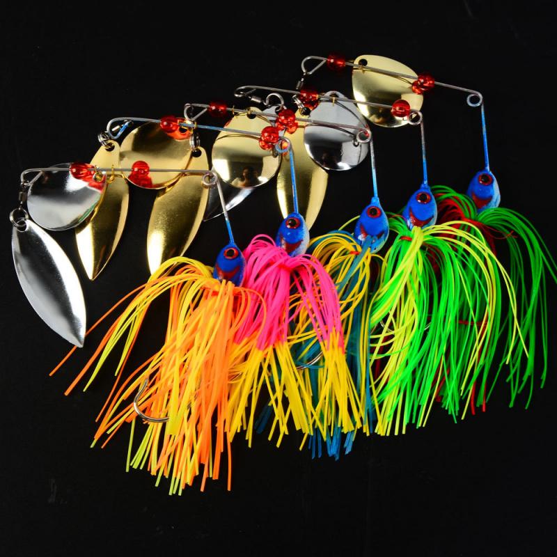 5pcs Bearded Lure 14.5g Composite Rotating Sequin Anti-Snag for Blackfish Fishing Lure