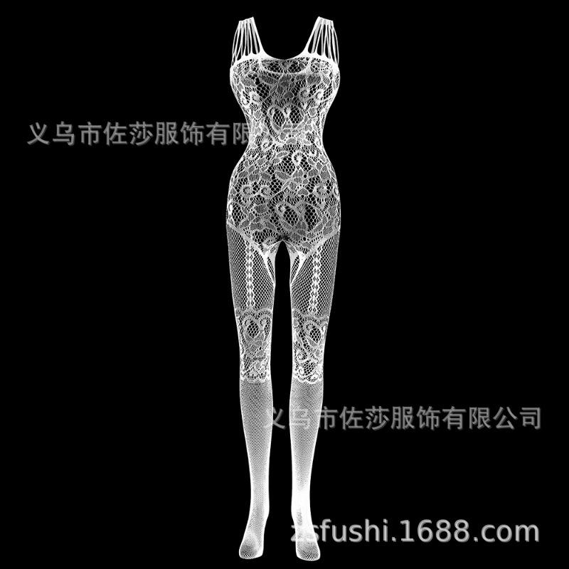 Sexy underwear suspenders Sexy black real life hollow open-file one-piece mesh stockings Jacquard mesh socks