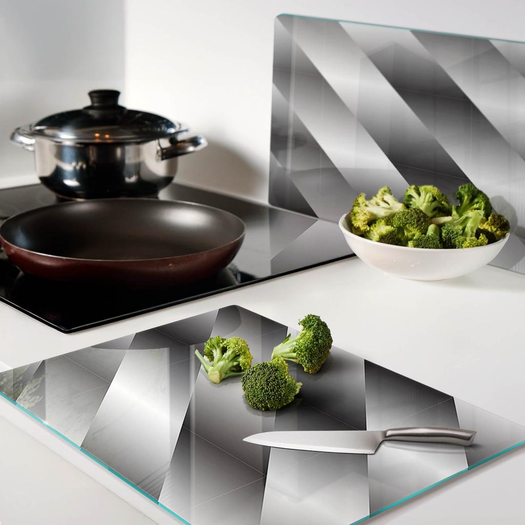 Tempered Glass Boards Set of 2 Abstract Stripes 2x40x52 cm