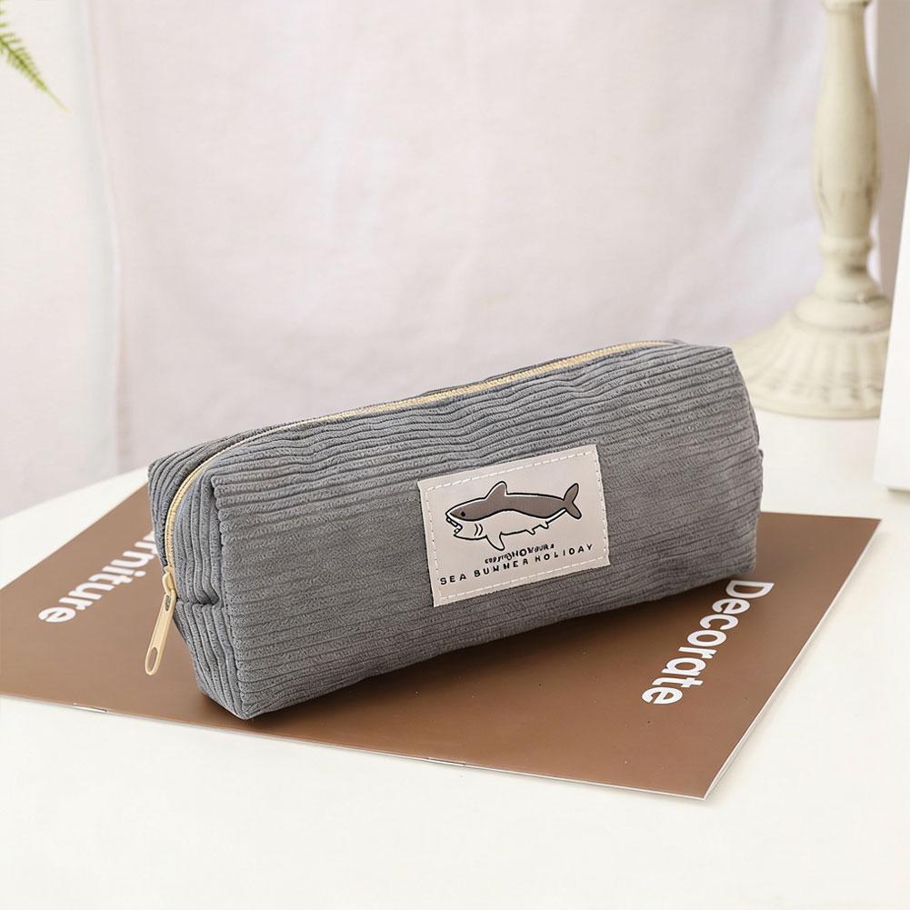 1 Stück Kawaii Federmäppchen Niedlicher Hai Corduroy Stiftebox Federmäppchen Stiftebeutel Schulbedarf Schreibwaren Schülergeschenk