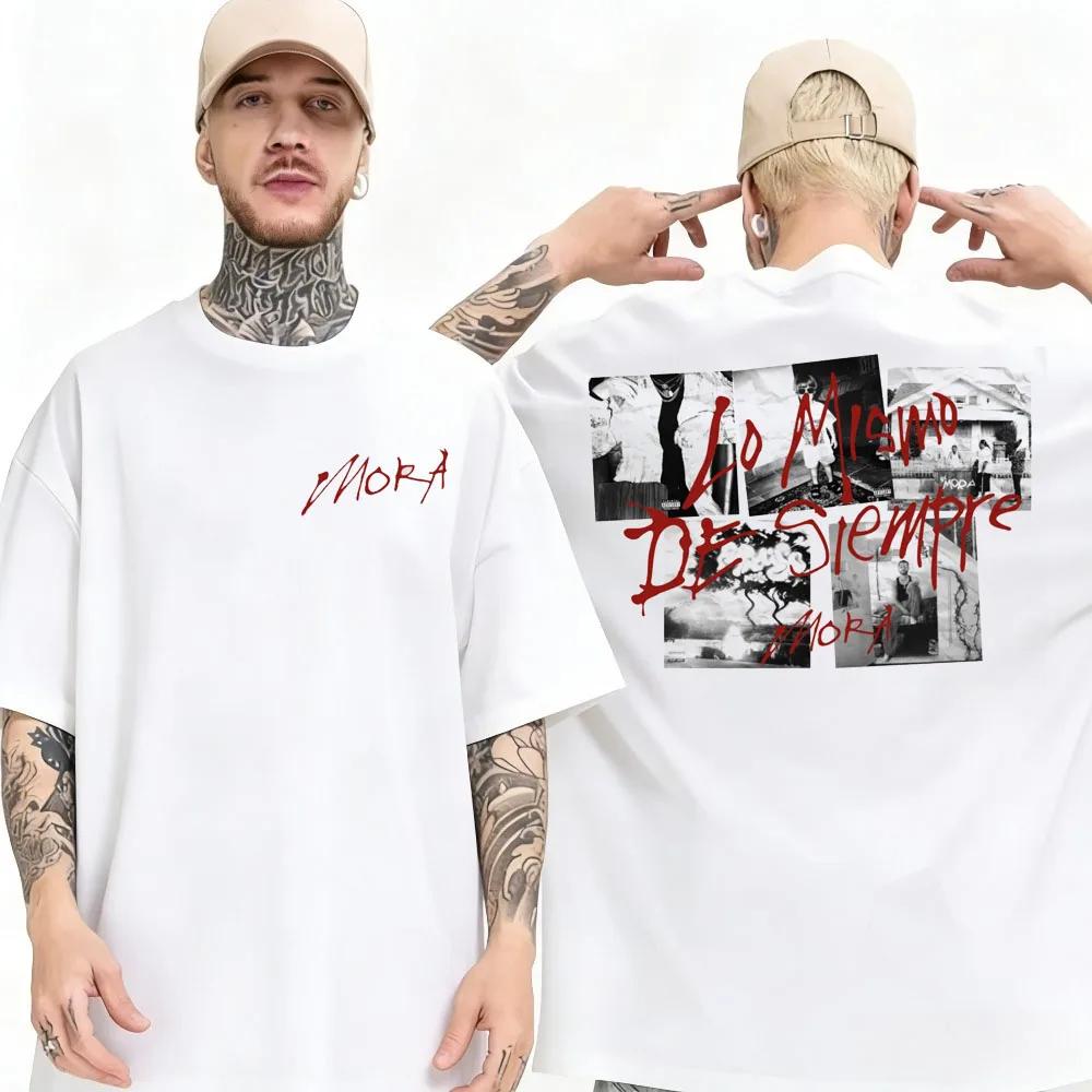 Summer Rap Singer Mora Tour Pattern Tshirt 2026 Men Fashion Hip Hop Retro Cotton Short Sleeve Loose Casual Shirt Mens Clothing