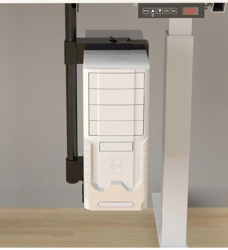 Adjustable Under-Desk Hanging PC Case Bracket - Iron Support Tray for Desktop Computers