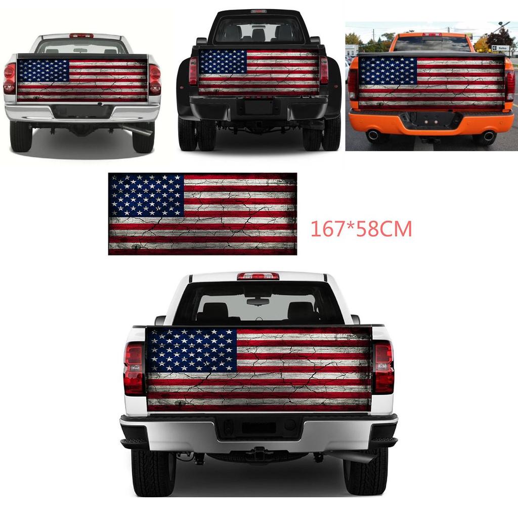 Bold Red White American Flag Print Rear Graphic Decal Sticker For Trucks And Suvs