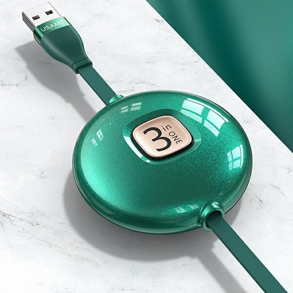 Usams Kabel U69 3W1 1M Zielony/Green(Lightning/Microusb/Usb-C) Sj508Usb03 (Us-Sj508)