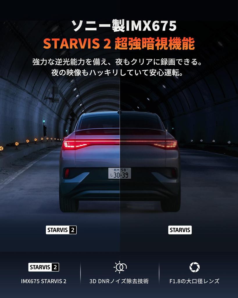 70mai Dash Cam A510 Dash Camera, 2.7k 5 Megapixels, Ultra Strong Night Vision, 2