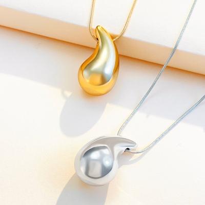 Yousheng Women Pendant Necklace Water Drop Punk Glossy Charm Necklace Chain Necklace Jewelry Gift Fashion Accessory