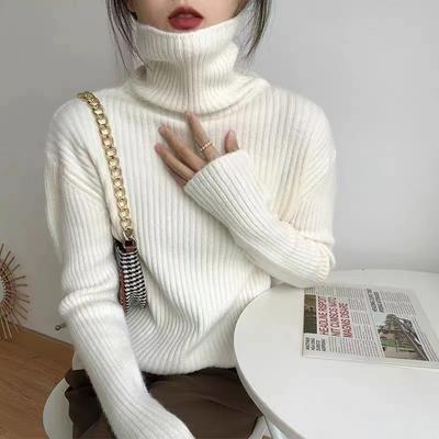 Fashion Long Sleeve Casual Warm Base Knitted Sweater for Women Autumn and Winter Clothing Elegant Solid Turtleneck Sweaters Office Lady Knitwear 25014