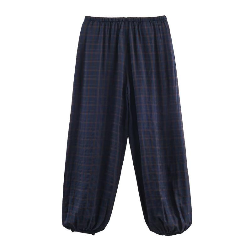 ZR European & American Style 2025 Autumn/Winter Plaid Baggy Casual Pants 5289246 S темно-синий