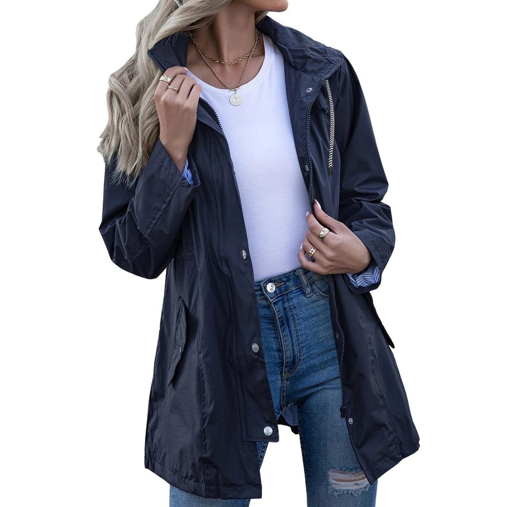 Women's Waterproof Slim Fit Trench Coat Windproof Outdoor Jacket