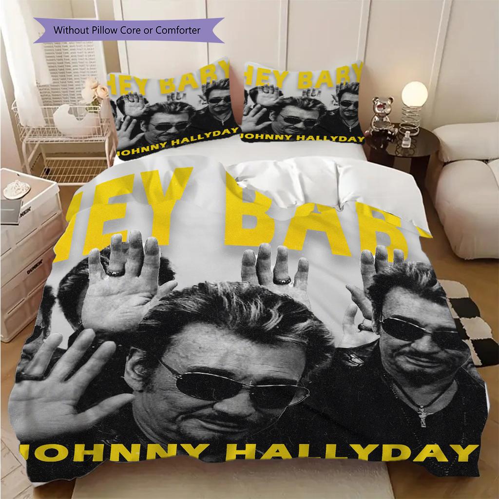 Johnny Hallyday Music Album bedding, duvet cover, pillowcase, home decoration, birthday gift (1 * duvet cover+2 * pillowcase, coreless)
