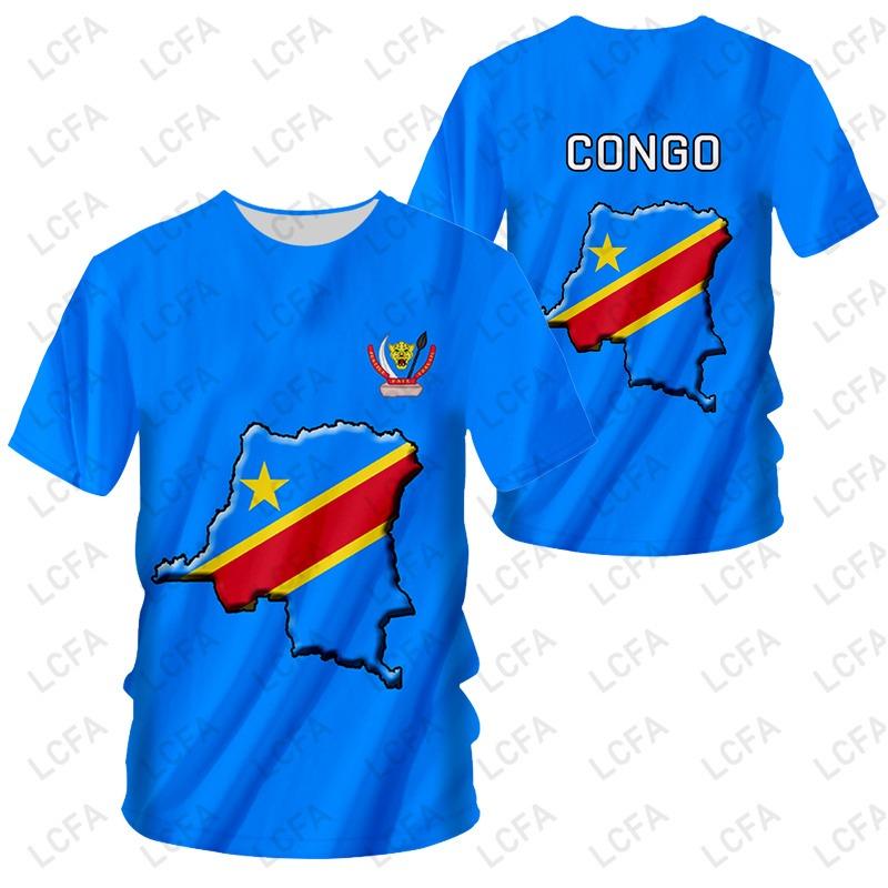 Democratische Republiek Congo Vlag Embleem T-shirt Mannen Vrouwen T-shirts Jersey Voetbal Voetbal Fans Cadeau Oversized