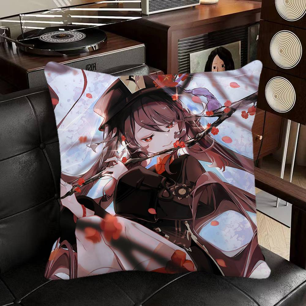 Hu Tao Genshin Impact Game Pillow Case Square Pillow Bedroom Sofa Leisure Comfort Cushion Car Home Decoration