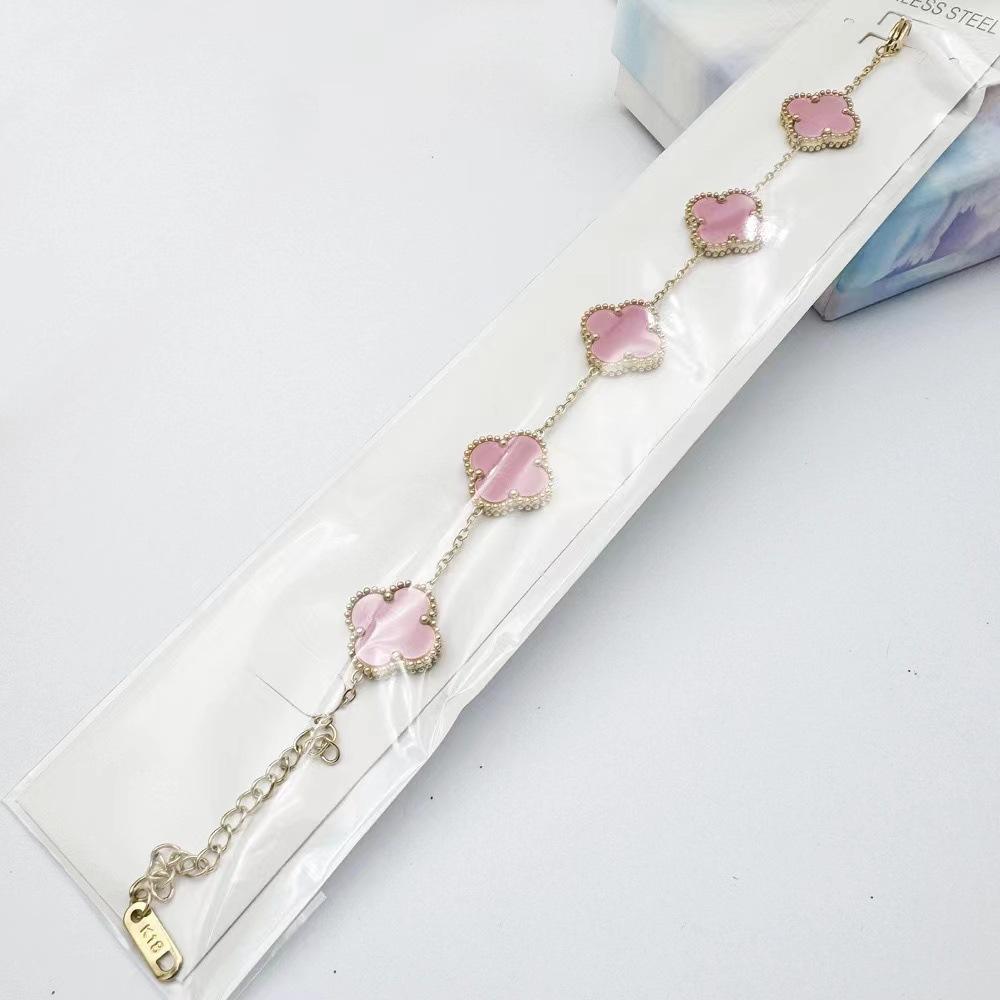 15MM Titanová ocel Čtyřlístek Pět květů Náramek Vysoce kvalitní Neztrácí barvu Dámský náramek