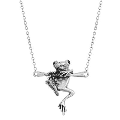 Fashion Vintage 3D Frog Pendant Necklace Women Silver Color Punk Chain Necklace Wedding Jewelry