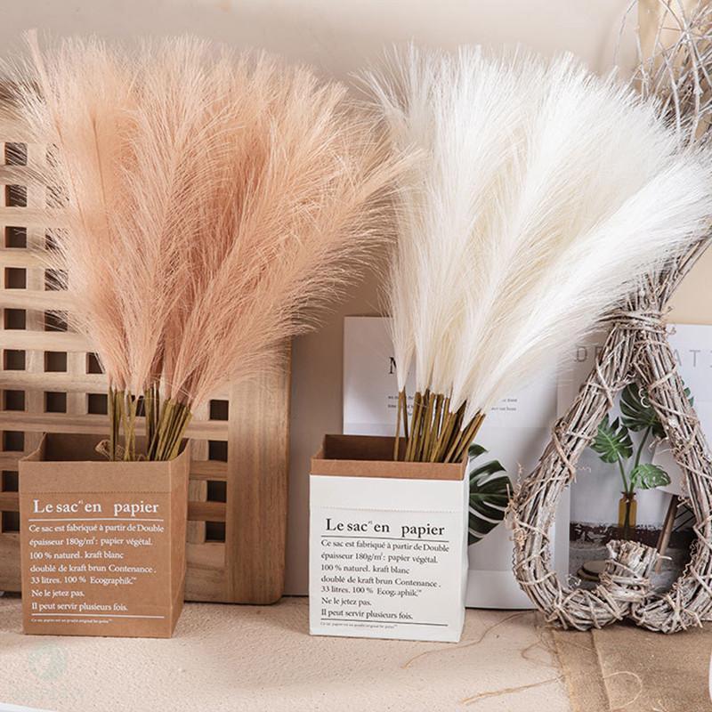 GeeParty 10Pcs Fluffy Pampas Grass Fake Reed Simulated Artificial Flower Boquet for Birthday Party Decoration