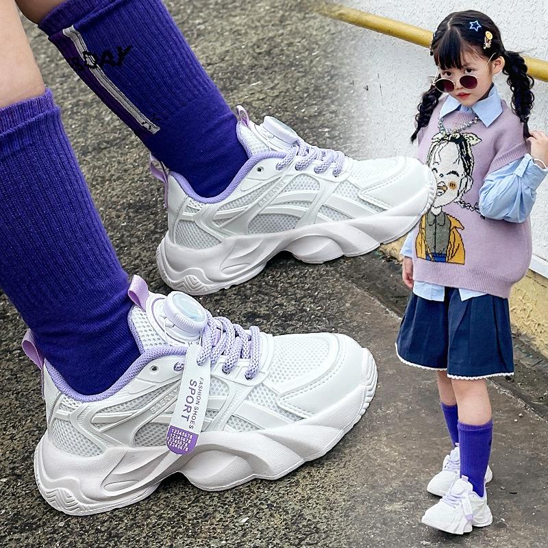 Girls' dad shoes breathable mesh shoes dad shoes 2025 spring and autumn new children's shoes non-slip sneakers little white shoes