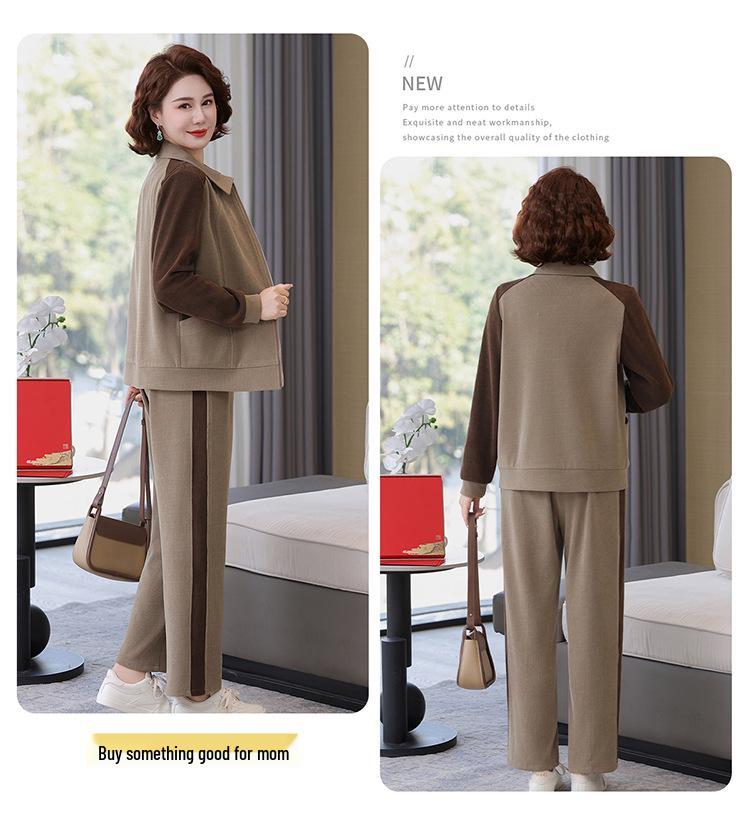 Spring New Loose Casual Two-Piece Sportswear Set for Middle-Aged and Elderly Women