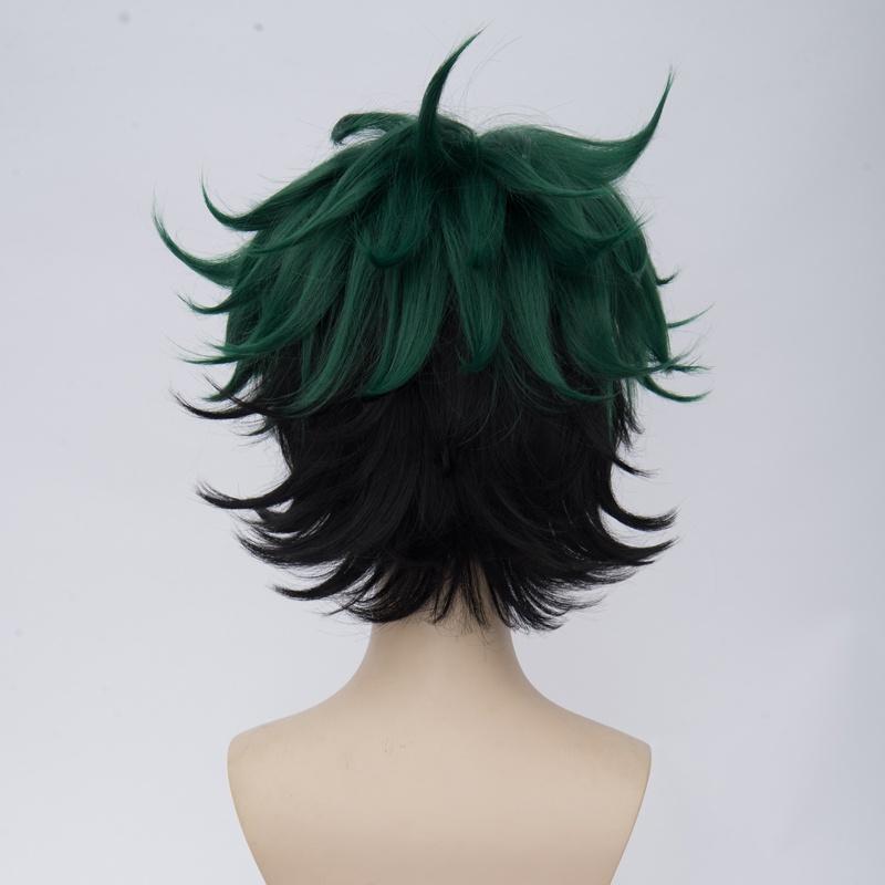Premium Quality Anime My Hero Academia Deku Izuku Midoriya Short Cosplay Wig In Green With Black
