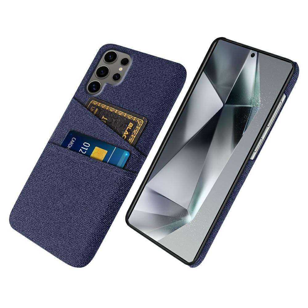 Für Samsung Galaxy S25 Ultra Hülle Stoff+Hartes PC Handyhülle mit Dualen Kartenfächern