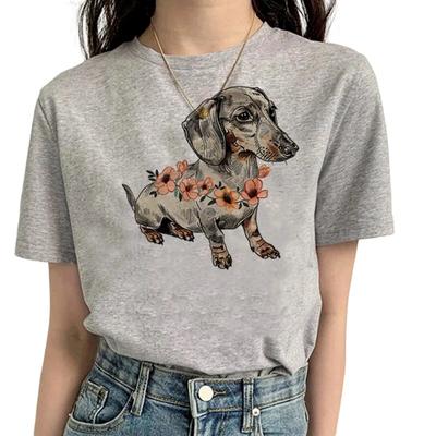 Dackel T-Shirt Damen Comic Anime T-Shirt Mädchen Streetwear Anime Kleidung T-Shirts Damen