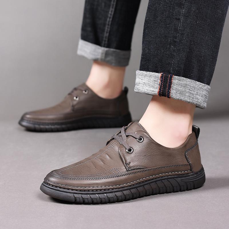 Płaskie Buty Biurowe Biznesowe Oxfordy Sznurowane Męskie Skórzane Modne Buty do Jazdy Mężczyzna Wygodne Męskie Miękka Podeszwa Codzienne Buty Trampki Mężczyzna